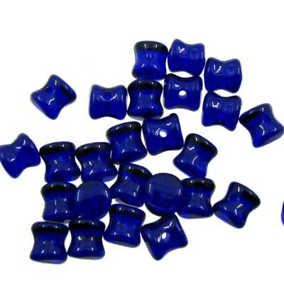 pērle skrots 4x6mm kobalta zila caursp. "Cobalt Blue" (24gab) Čehija - j3052