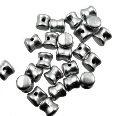 pērle skrots 4x6mm sudraba metāliskas "Silver metallic"  (24gab) Čehija - j3055