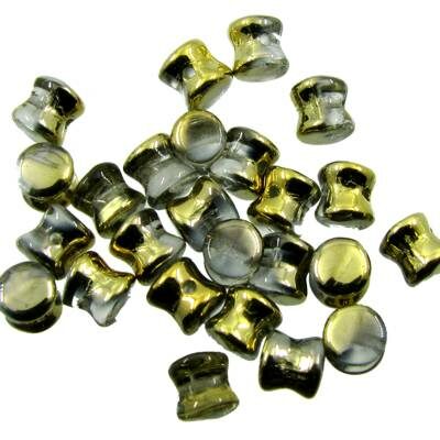 pērle skrots 4x6mm Crystal half Gold plated (24gab) Čehija - j3058