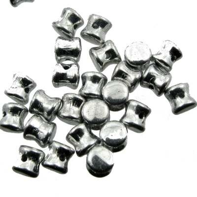 pērle skrots 4x6mm sudraba "Silver metallic" (24gab) Čehija - j3060