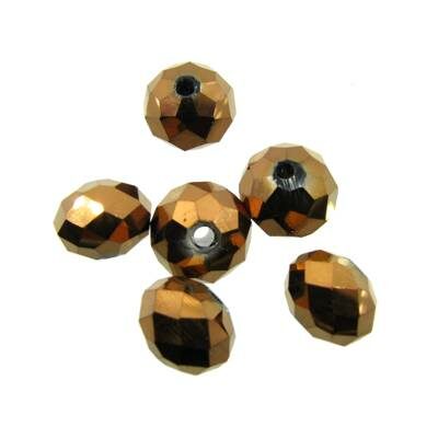 pērle apaļa plakana slīpēta Rondelle 8x10mm brūna metāliska Dorado (10gab) - k1067