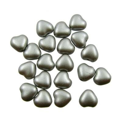 pērle sirds 6mm pasteļu sudraba “Pastel Silver” (20gab) Čehija - j3120