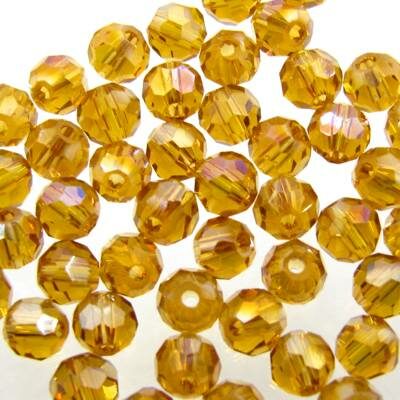 pērle apaļa slīpēta 4mm dzeltena Lt Topaz AB (50gab) Ķīna - k1044