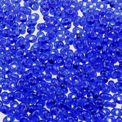 pērlītes dubultas 2x4mm kobalta zilas caursp. "Cobalt Blue" (25g) Čehija - j1532