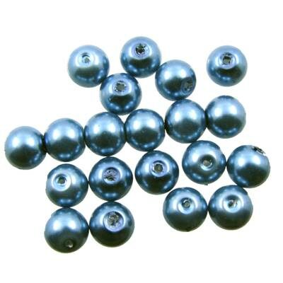 pērle apaļa 8mm (20gab) zila - k1004