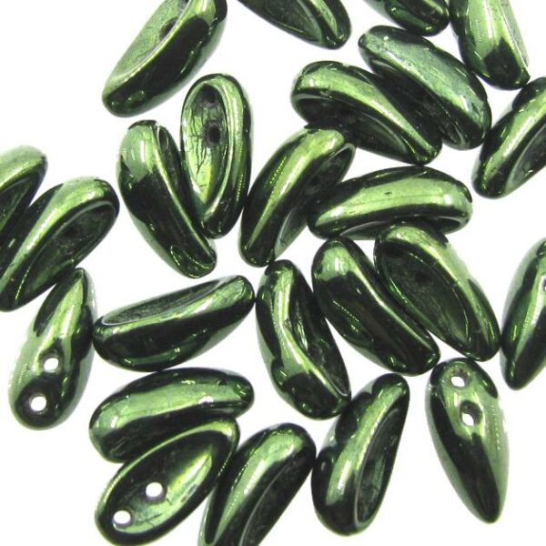 pērlītes Chilli 4x11mm Olivine Metallic (24gab) Čehija - j3112