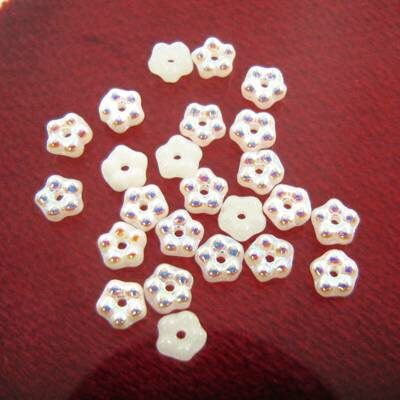 pērle puķe 5mm Forget-Me-Not balta marmorīga AB "White Alabaster AB" (24gab) Čehija - j3207