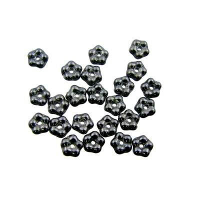 pērle puķe 5mm Forget-Me-Not hematīta melna "Hematite" (24gab) Čehija - j3208