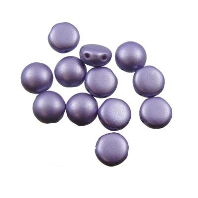 kabošons 8mm 2-caurumu Candy pasteļu violetas “Pastel Lilac” (12gab) Čehija - j3254