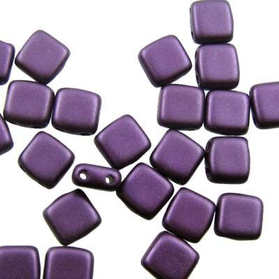 pērle kantaina 6x6mm 2-caurumu pasteļu t.violeta (24gab) Čehija - c66-25032