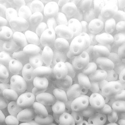 pērlītes TWIN 2.5x5mm sniega baltas matētas "Chalk White matt" (25g) Čehija - j2108