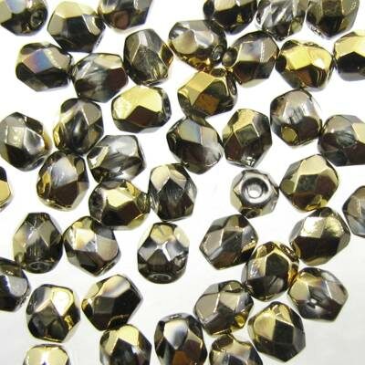 pērle ugunsslīpēta 4mm Crystal California Gold Night (50gab) Čehija - j3323