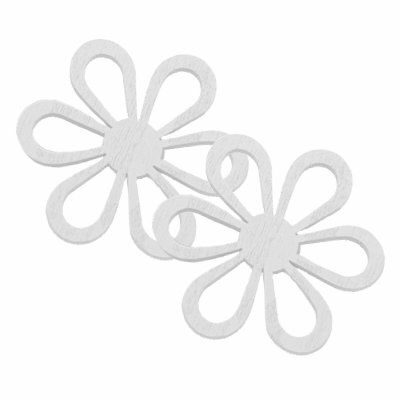 piekariņš koka 50mm balta puķe - f10921