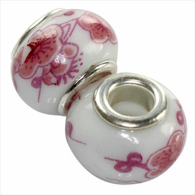 pērle pandoras 10x13mm keramikas Aveņu Ziedi - f10579
