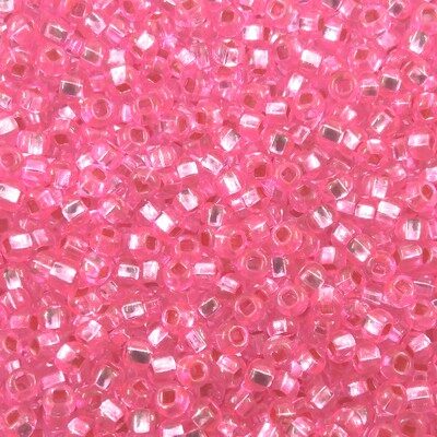 pērlītes N10 rozā ar spoguli [] "Hot Pink silver lined"  (25g) Čehija - j280