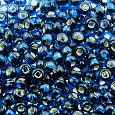 pērlītes N6 zilas ar spoguli [] "Dark Aquamarine silver lined" (25g) Čehija - j1556
