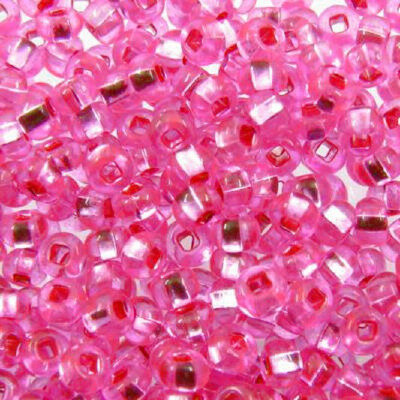 pērlītes N6 rozā ar spoguli [] "Hot Pink silver lined" (25g) Čehija - j537