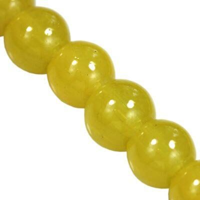 pērle apaļa 6mm stikla Candy Jade (30gab) dzeltena - f15043