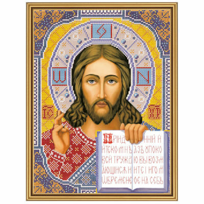 audums izšūšanai ikona "Kristus Pestītājs" 26x35cm gabardīna - nbis1201