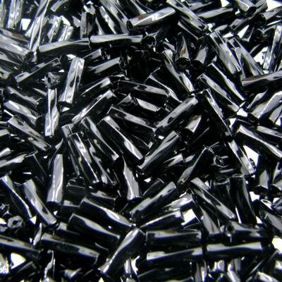 pērlītes trubiņas 7mm vītas melnas "Black" (25g) Čehija - j1601