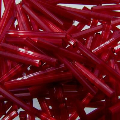 pērlītes trubiņas 20mm satīna sarkanas "Satin Red" (25g) Čehija