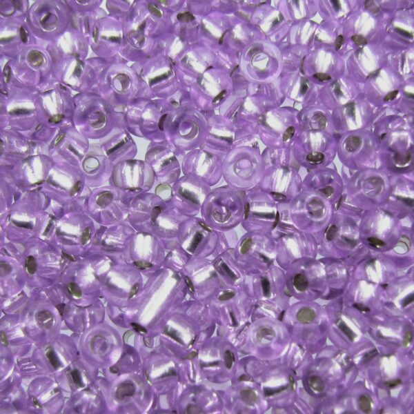 pērlītes N9 ametista ar spoguli "Solgel Amethyst silver lined" (25g) Čehija - j1629