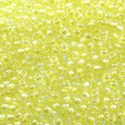 pērlītes N10 caurspīdīgas ar g.dzeltenu vidu "Crystal L.Yellow lined" (25g) Čehija - j1685
