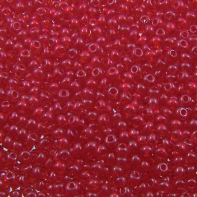 pērlītes N12 t.sarkanas caurspīdīgas "Siam Ruby" (25g) Čehija - j1654