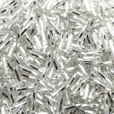 pērlītes trubiņas 7mm vītas Crystal silver lined (25g) Ķīna