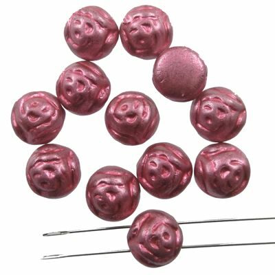 kabošons 8mm 2-caurumu Candy Rose rozā "Pink metallic" (12gab) Čehija - j3261