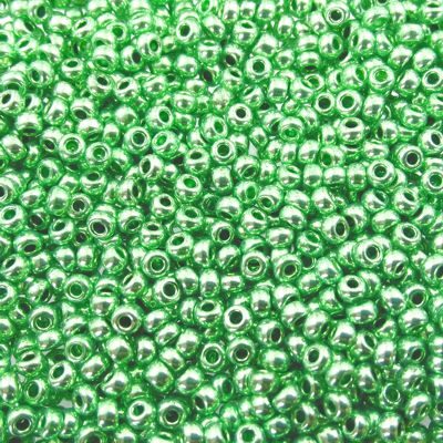 pērlītes N9 zaļas metāliskas "Green Terra metallic" (25g) Čehija - j1715