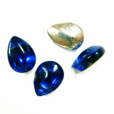 pērle asara 11x8mm ar sudraba pārkl. zila - k161-zi