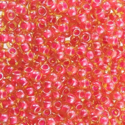 pērlītes N8 g.dzeltenas ar roza vidu "lt Topaz Pink lined Sfinx" (25g) Čehija - j1834