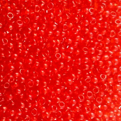 pērlītes N9 sarkanas caursp. "light Siam Ruby" (25g) Čehija - j1874