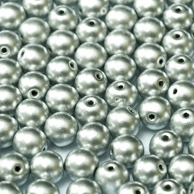 pērle apaļa 4mm (50gab) Aluminium Silver