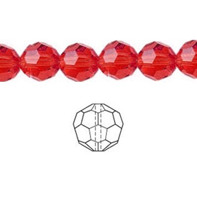 pērle apaļa slīpēta 10mm (12gab) Red Crystal