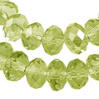 pērle apaļa plakana slīpēta 4x6mm (20gab) Peridot Crystal - k1504