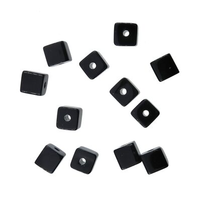 pērle kubs 4mm Black Onyx Obsidian (12gab) - k1524
