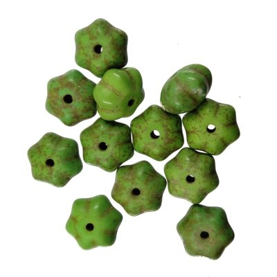 pērle ķirbis Magnesite 7x12mm (12gab) zaļa