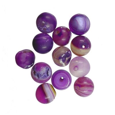 pērle apaļa 8mm matte Purple Stripe Agate (12gab)
