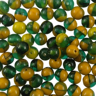 pērle apaļa 6mm (24gab) dzeltena/zaļa