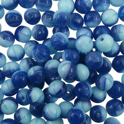 pērle apaļa 6mm (24gab) zila/t.zila
