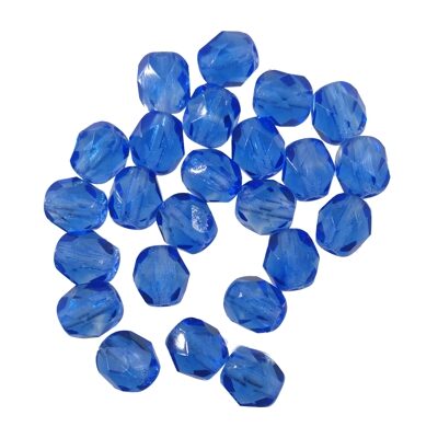 pērle ugunsslīpēta 6mm (24gab) zila caursp. "Sapphire"