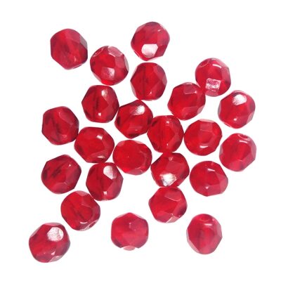 pērle ugunsslīpēta 6mm (24gab) t.sarkana caurspīdīga "Siam Ruby"