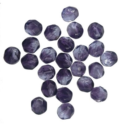 pērle ugunsslīpēta 6mm (24gab) kristāla/violeta
