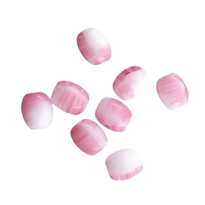 pērle ovāla 7x5mm (12gab) t.rozā/balta
