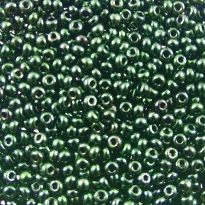 pērlītes N10 t.zaļas pārklātas "Dark Green lustered" (25g) Čehija - j1941