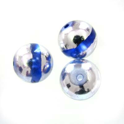 pērle apaļa 12mm zila ar sudrabu (10gab) Ķīna - k296