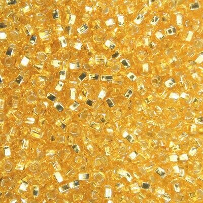 pērlītes N10 g.zeltainas ar spoguli "light Topaz silver lined" (25g) Čehija - j326