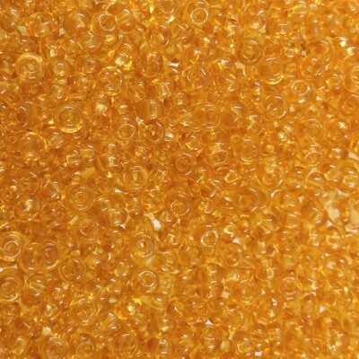 pērlītes N9 medus dzeltenas caursp. "medium Topaz" (25g) Čehija - j359